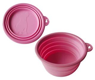 Collapsible sillicon pet travel bowls Pink  FREE SHIPPING!